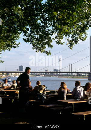 Düsseldorf, Rheinterrasse, Biergarten Stock Photo