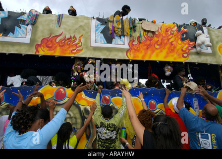 Zulu float in Mardi Gras parade New Orleans Louisiana USA Stock Photo