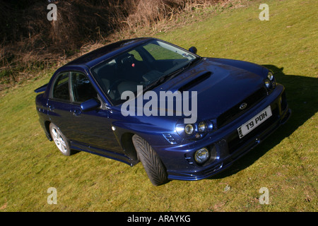 subaru impreza turbo blue saloon 'family car' fast quick racer japan japanesse japanese wrx sti rb320 type turbo rb5 22b legacy Stock Photo