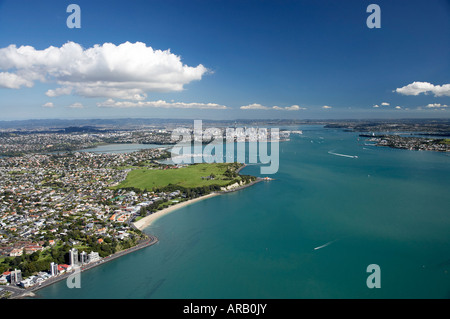 Mission Bay and Bastion Point Auckland North Island New Zealand Aerial Stock Photo