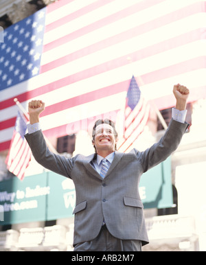 Ecstatic Businessman Outdoors Stock Photo