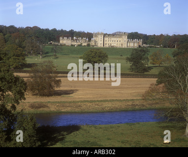 River Tweed and Floors Castle near Kelso Scottish Borders Scotland Stock Photo
