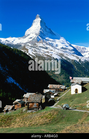Village near Matterhorn, Valais, Switzerland Stock Photo