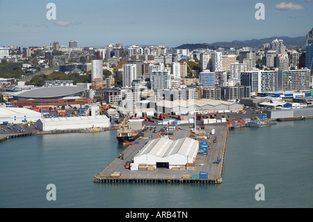 Jellicoe Wharf and Vector Arena Auckland North Island New Zealand Aerial Stock Photo