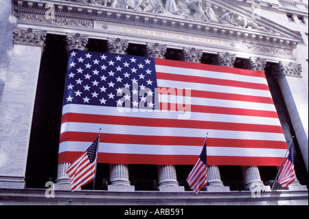 The New York Stock Exchange dressed with the American flag New York City USA Stock Photo