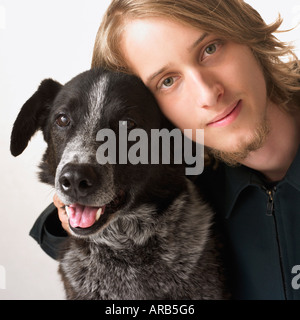 Portrait of Teen With Dog Stock Photo