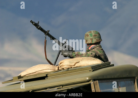 World War II Soldier and machine gun Stock Photo