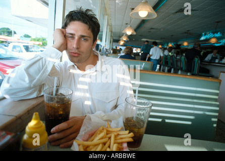 Portrait of Man in Diner Stock Photo