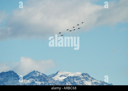 North American Harvards or T 6 Texans or SNJs x5 and Nangchang CJ6 x5 Stock Photo