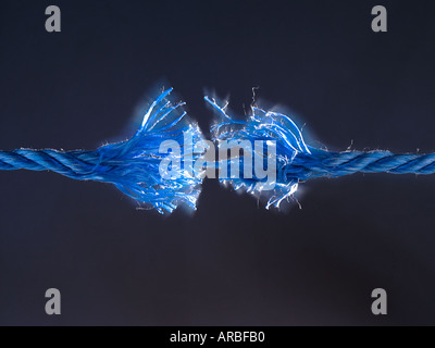 Frayed rope at breaking point on white background, banner design ...