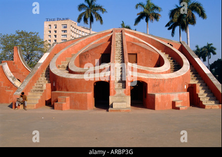 The Jantar Mantar, one of five observatories built by Sai Singh II in 1724, Delhi, India Stock Photo
