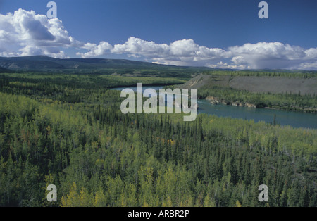 Five Fingers Rapids on the Yukon River, a navigation hazard on goldrush route between Dawson and Whitehorse, Yukon, Canada Stock Photo