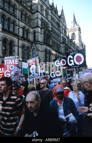 Group Of Protesters Attending Anti-war Protest In Manchester Stock Photo