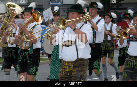 Bavarian marching band at Oktoberfest Stock Photo
