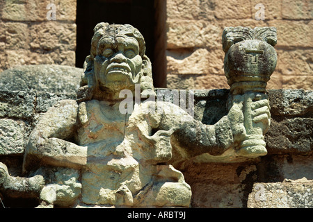 The Mayan rain god Chac, in west court of the Mayan ruins at Copan, western highlands, Honduras Stock Photo