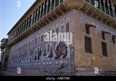 Anandilal Poddar Haveli painted mansion, Shekhawati Stock Photo