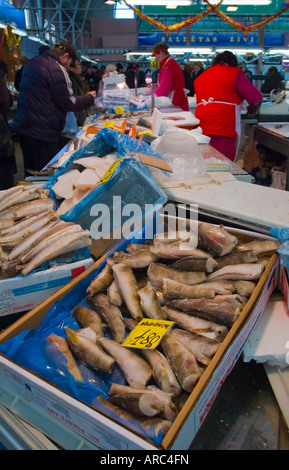 Frozen fish at Centraltirgus market hall in Riga Latvia EU Stock Photo