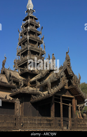 Ancient wooden monastery of Nat Taung Kyaung thought to be the oldest wooden monastery in the area, Bagan, Myanmar Stock Photo