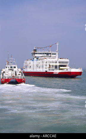 Red Funnel Car Ferry and Catamaran at Cowes Isle of Wight England UK Stock Photo