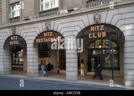 Piccadilly entrance of Ritz Hotel restaurant & club in London world famous for high society and luxury living England UK Stock Photo