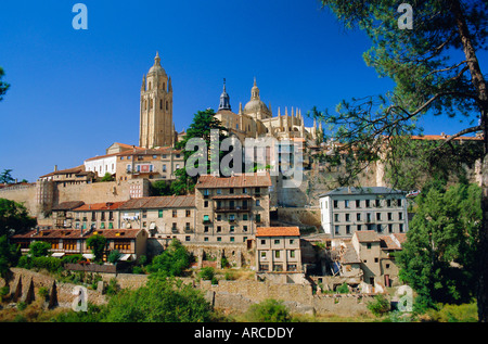 View to the Cathedral, Segovia, Castilla y Leon, Spain, Europe Stock Photo
