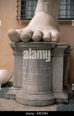 Foot from a giant statue at the Capitoline Museum in Rome, Italy Stock ...