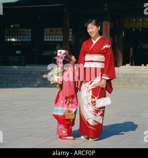 Traditional dress, Shichi-Go-San Festival, Tokyo, Japan Stock Photo