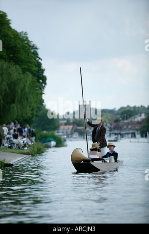 Punting on the River Thames at Henley Royal Regatta Stock Photo