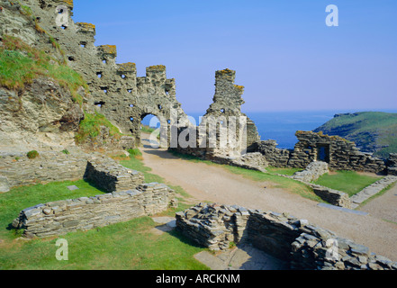 Tintagel Castle, associated with King Arthur in legend, Cornwall, England Stock Photo