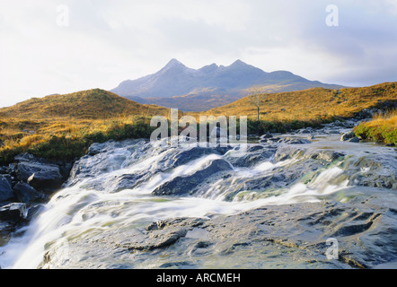 Cuillin Hills from Sligachan Allt Dearg Mor, Isle of Skye, Highlands Region, Scotland, UK, Europe Stock Photo