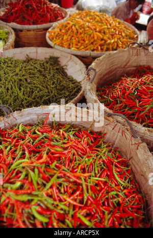 Chillies for sale, street market, Bangkok, Thailand Stock Photo