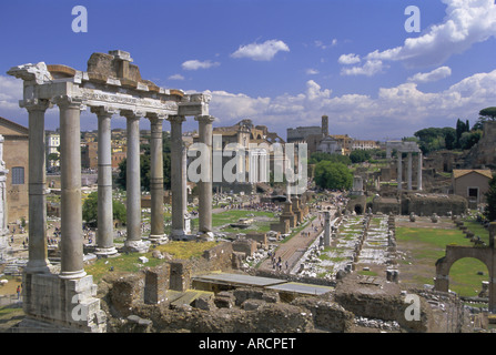 View across the Roman Forum, Rome, Lazio, Italy, Europe Stock Photo
