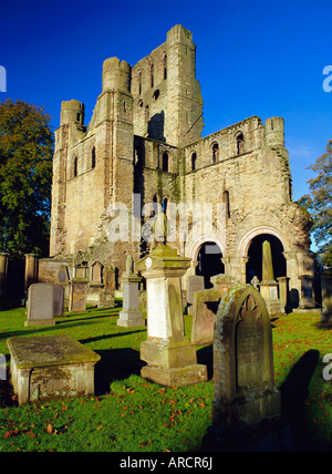 12th Century Benedictine Abbey founded by King David in 1128, Kelso, Scottish Borders, Scotland Stock Photo