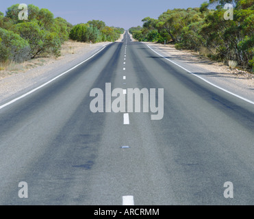 Long straight road, Hume highway, Victoria, Australia Stock Photo