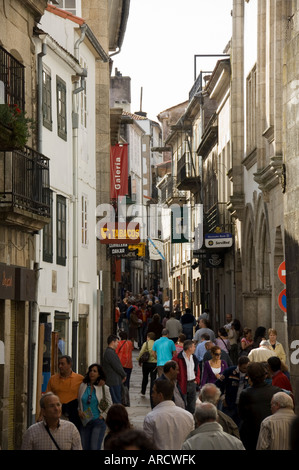 Rua Do Franco, a street famous for its restaurants, Santiago de Compostela, Galicia, Spain, Europe Stock Photo