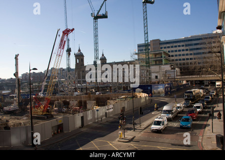 Traffic on Upper Thames Street City of London GB UK Stock Photo