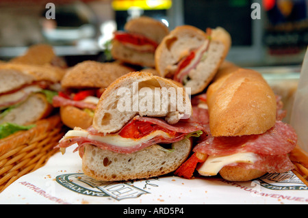 Hero sandwich at Mike s Deli on Arthur Avenue in the Belmont section of the Bronx Stock Photo