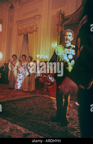 Emperor Haile Selassie of Ethiopia receiving guests at a reception marking the 40th anniversary (2 Nov 1970) of his coronation Stock Photo