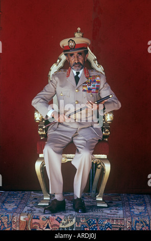 Emperor Haile Selassie of Ethiopia in military uniform during events marking the 40th anniversary (2 Nov 1970) of his coronation Stock Photo