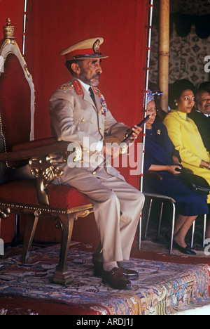 Emperor Haile Selassie of Ethiopia in military uniform during events marking the 40th anniversary of his coronation Stock Photo