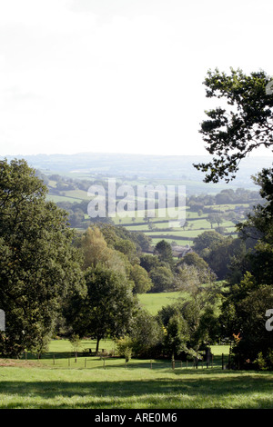 The view from Burrow Farm Garden looking east towards Axminster Devon during late summer Stock Photo