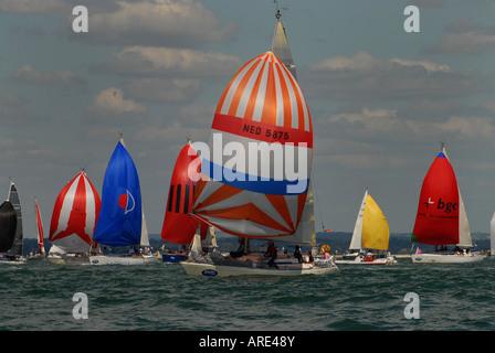 Cowes Week in The Solent off the Isle of Wight Hampshire Picture by Andrew Hasson August 8th 2007 Stock Photo