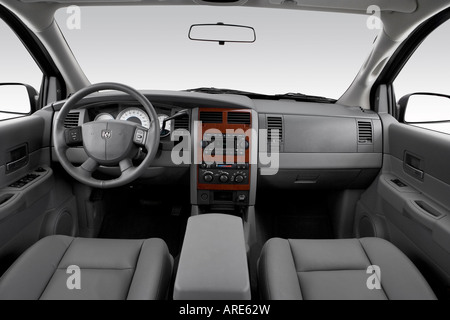 2006 Dodge Durango SLT in Blue - Dashboard, center console, gear shifter view Stock Photo