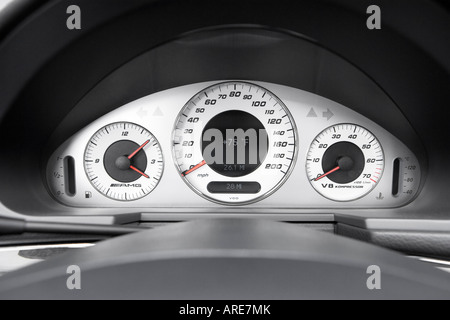 2005 Mercedes-Benz E55 AMG in Black - Speedometer/tachometer Stock Photo