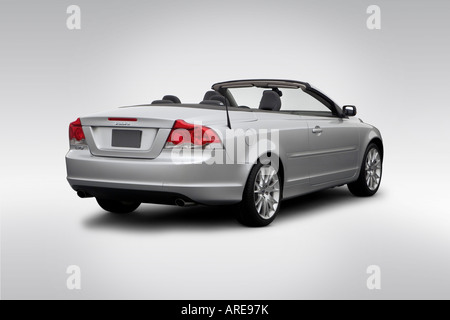 2006 Volvo C70 T5 in Silver - Rear angle view Stock Photo