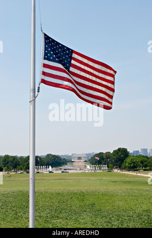 American flag at half mast in Washington DC Stock Photo