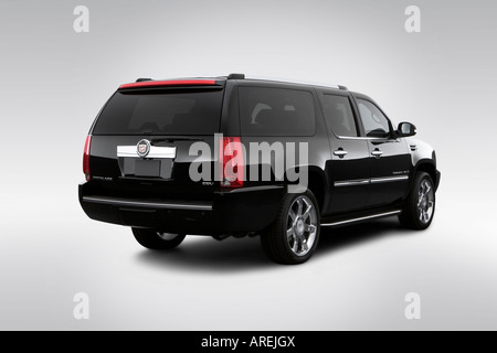 2007 Cadillac Escalade ESV in Black - Rear angle view Stock Photo