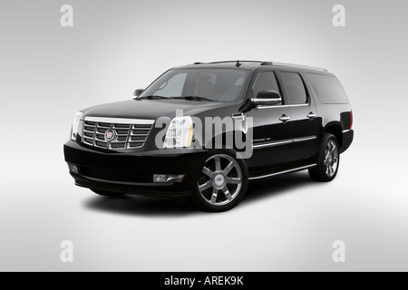 2007 Cadillac Escalade ESV in Black - Front angle view Stock Photo