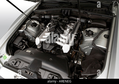 2005 Rolls-Royce Phantom in Silver - Engine Stock Photo