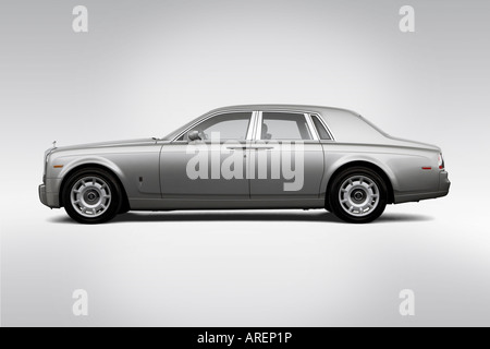 2005 Rolls-Royce Phantom in Silver - Drivers Side Profile Stock Photo